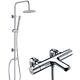 Robinet Mitigeur Thermostatique De Baignoire Et Douche Chrome & Kit De Douche Rigide Double Montant Rond