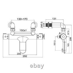 Robinet mitigeur thermostatique de baignoire et douche Chrome & Kit de douche rigide double montant rond