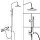 Robinetterie De Baignoire Et De Douche Thermostatique En Chrome Avec Kit De Rail Rigide à Trois Voies Rond