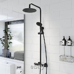 Robinetterie de douche thermostatique carrée ronde de lavabo de salle de bain moderne noir mat.