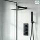 Salle De Bain Black Matt Square Douche Tête Dissimulée Thermostatique Mélangeur Ensemble