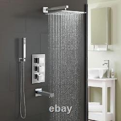 Salle de bain 3 composez 3 voies carrées cachées de valve de mélangeur de douche thermostatique chromé
