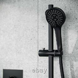 Tête de douche pluie de 200mm avec mitigeur thermostatique et kit noir mat à main