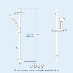 Tête de douche pluie de 200mm avec mitigeur thermostatique et kit noir mat à main