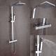 Thermostatique Mélangeur De Douche Salle De Bain Twin Head Large Square Bar Set Chrome